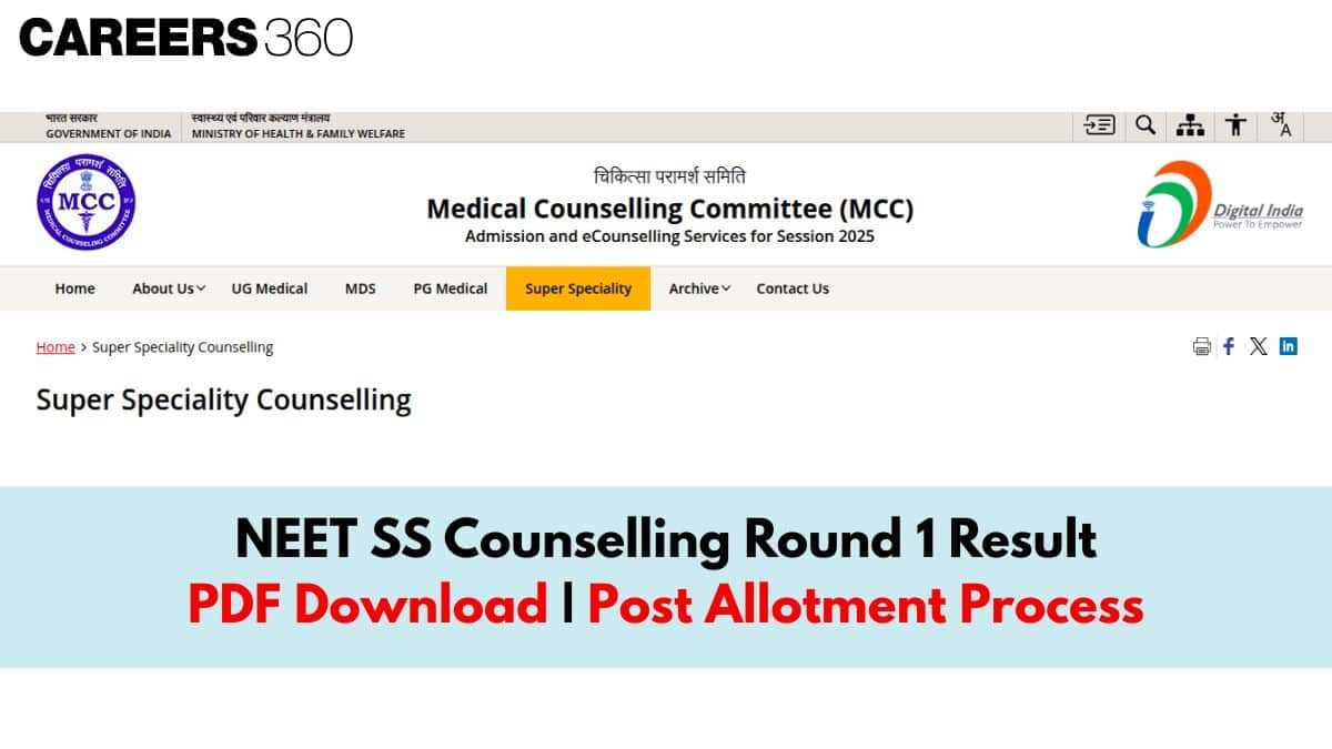 NEET SS Counselling 2026 Round 1 Seat Allotment Result: Download PDF